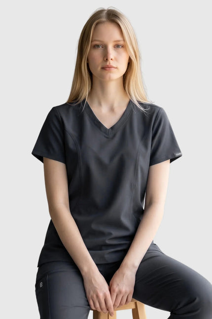 Lui Antrasit Kadın Damla Yaka Medikal Üniforma Tek Üst - Comfy Master
