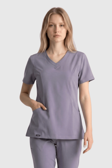 Lui Gri Kadın Damla Yaka Medikal Üniforma Tek Üst - Comfy Master