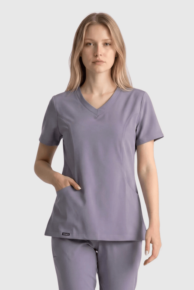 Lui Gri Kadın Damla Yaka Medikal Üniforma Tek Üst - Comfy Master