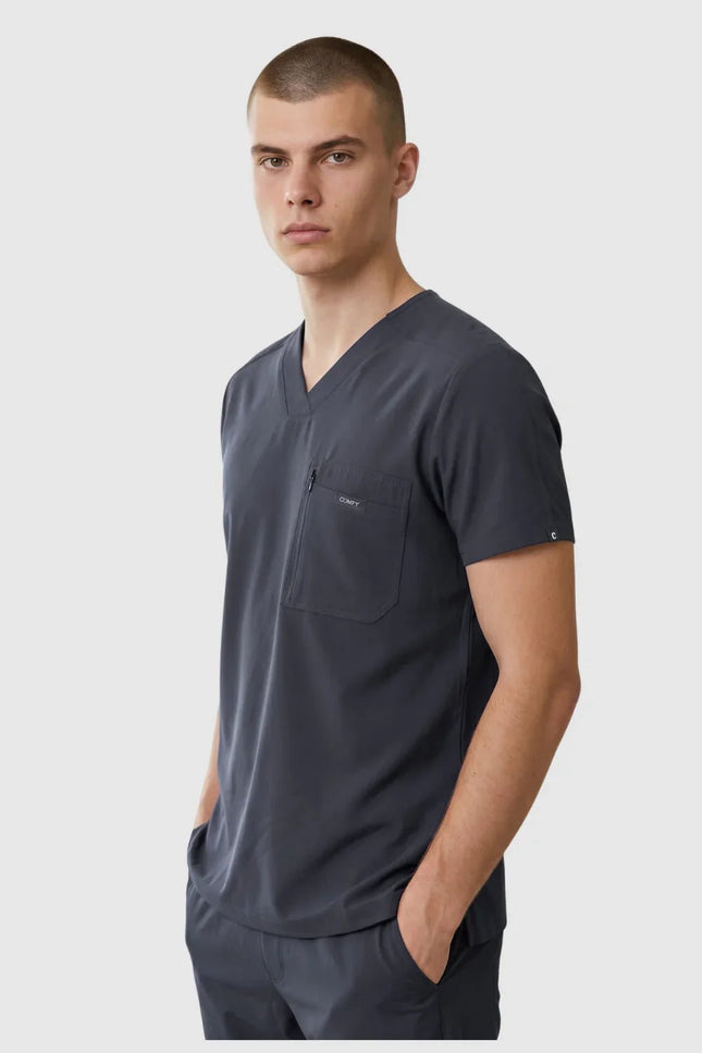 Rebel Antrasit Erkek V - Yaka Medikal Üniforma Tek Üst - Comfy Master