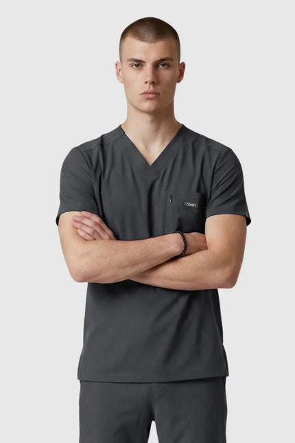Rebel Antrasit Erkek V - Yaka Medikal Üniforma Tek Üst - Comfy Master