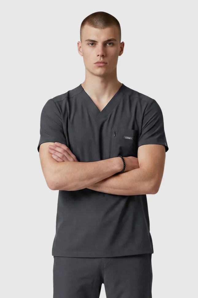 Rebel Antrasit Erkek V - Yaka Medikal Üniforma Tek Üst - Comfy Master