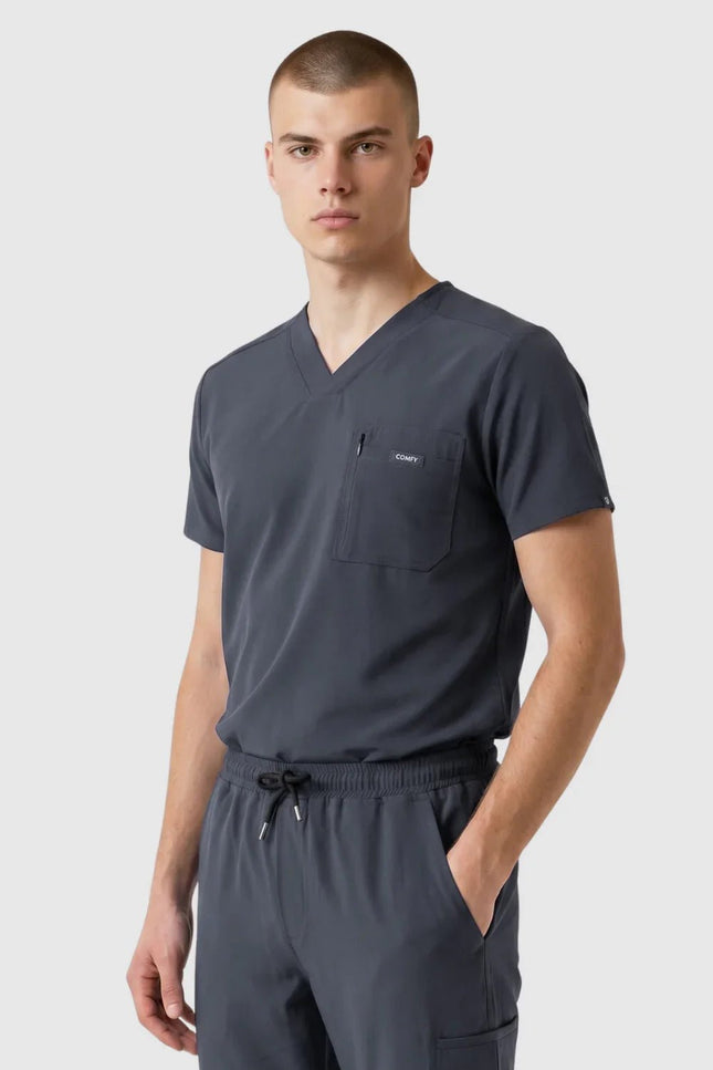 Rebel Antrasit Erkek V - Yaka Medikal Üniforma Tek Üst - Comfy Master