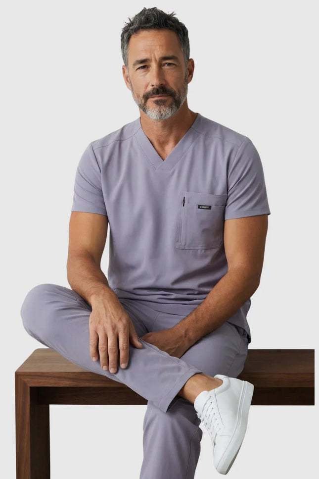 Rebel Gri Erkek V - Yaka Medikal Üniforma Tek Üst - Comfy Master