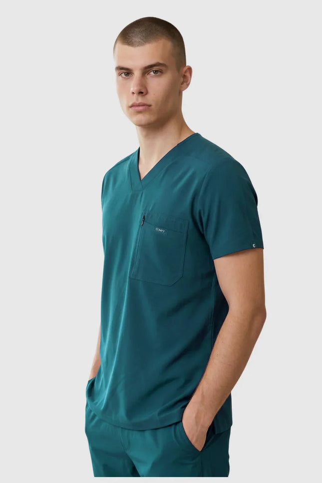 Rebel Petrol Erkek V - Yaka Medikal Üniforma Tek Üst - Comfy Master