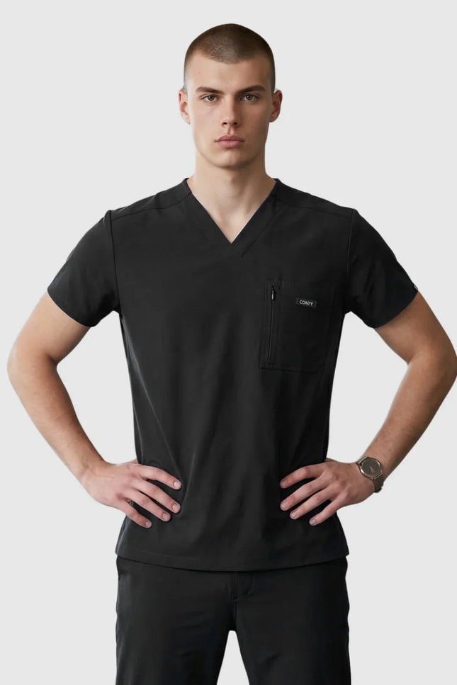 Rebel Siyah Erkek V - Yaka Medikal Üniforma Tek Üst - Comfy Master