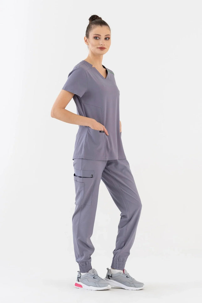 Comfy Master – Sierra Gri Kadın Kargo Jogger Medikal Üniforma Tek Alt - Comfy Master Outlet