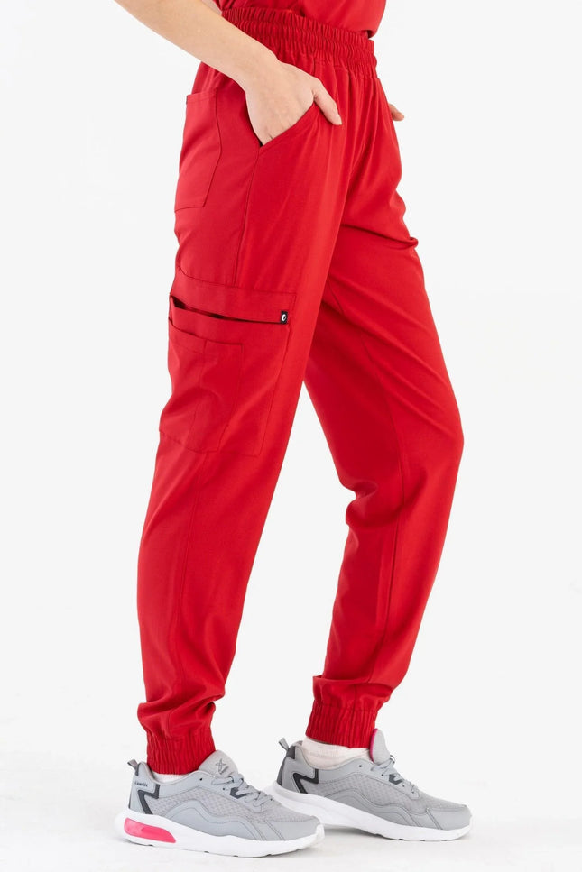 Comfy Master – Sierra Kırmızı Kadın Kargo Jogger Medikal Üniforma Tek Alt - Comfy Master Outlet