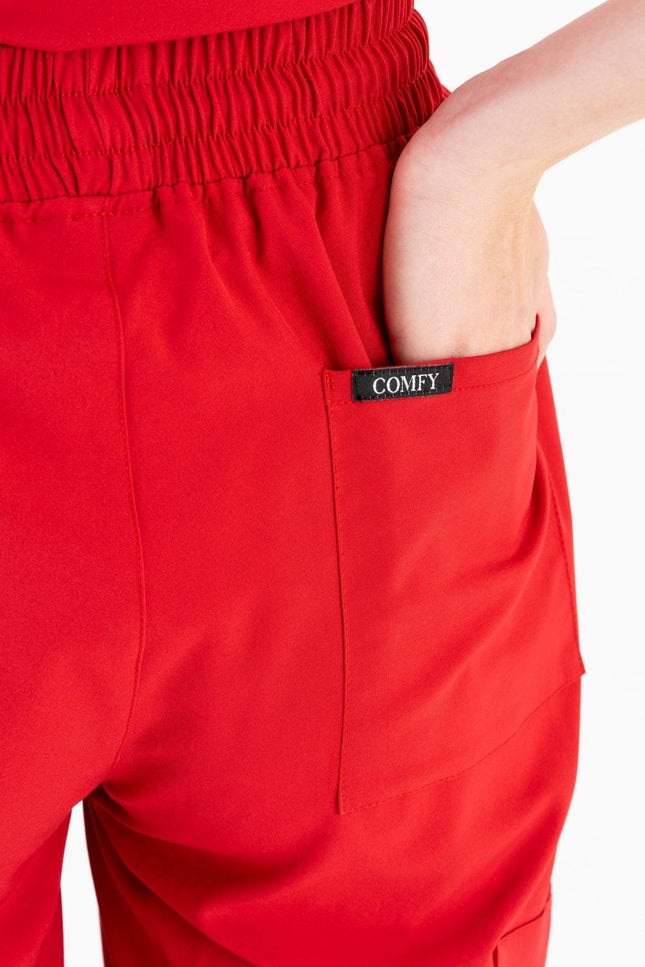 Comfy Master – Sierra Kırmızı Kadın Kargo Jogger Medikal Üniforma Tek Alt - Comfy Master Outlet