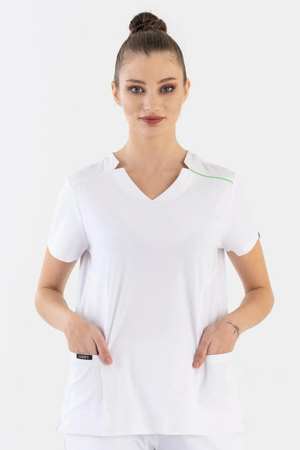 Victoria Beyaz Kadın Medikal Üniforma Tek Üst - Comfy Master
