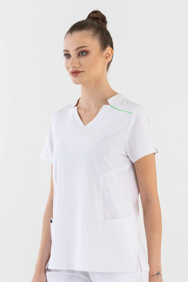 Comfy Master – Victoria Beyaz Kadın Medikal Üniforma Tek Üst - Comfy Master Outlet