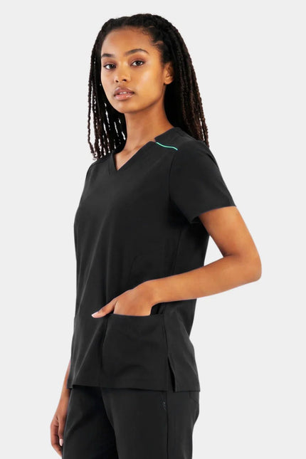 Victoria Siyah Kadın Medikal Üniforma Tek Üst - Comfy Master