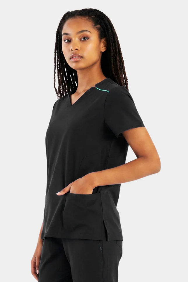 Victoria Siyah Kadın Medikal Üniforma Tek Üst - Comfy Master
